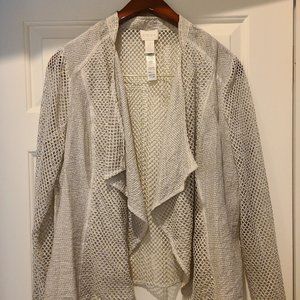 Versatile CHICOS Drape Front Mesh Cardigan - Size 2 - 12 -14